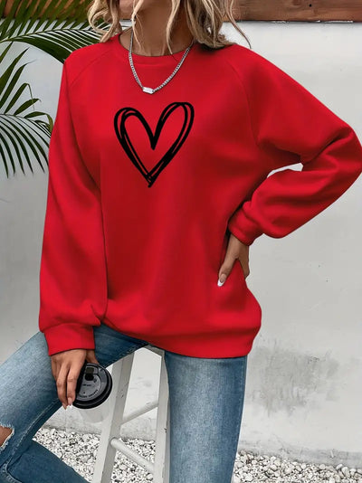 Amber - Heart Print Sweatshirt