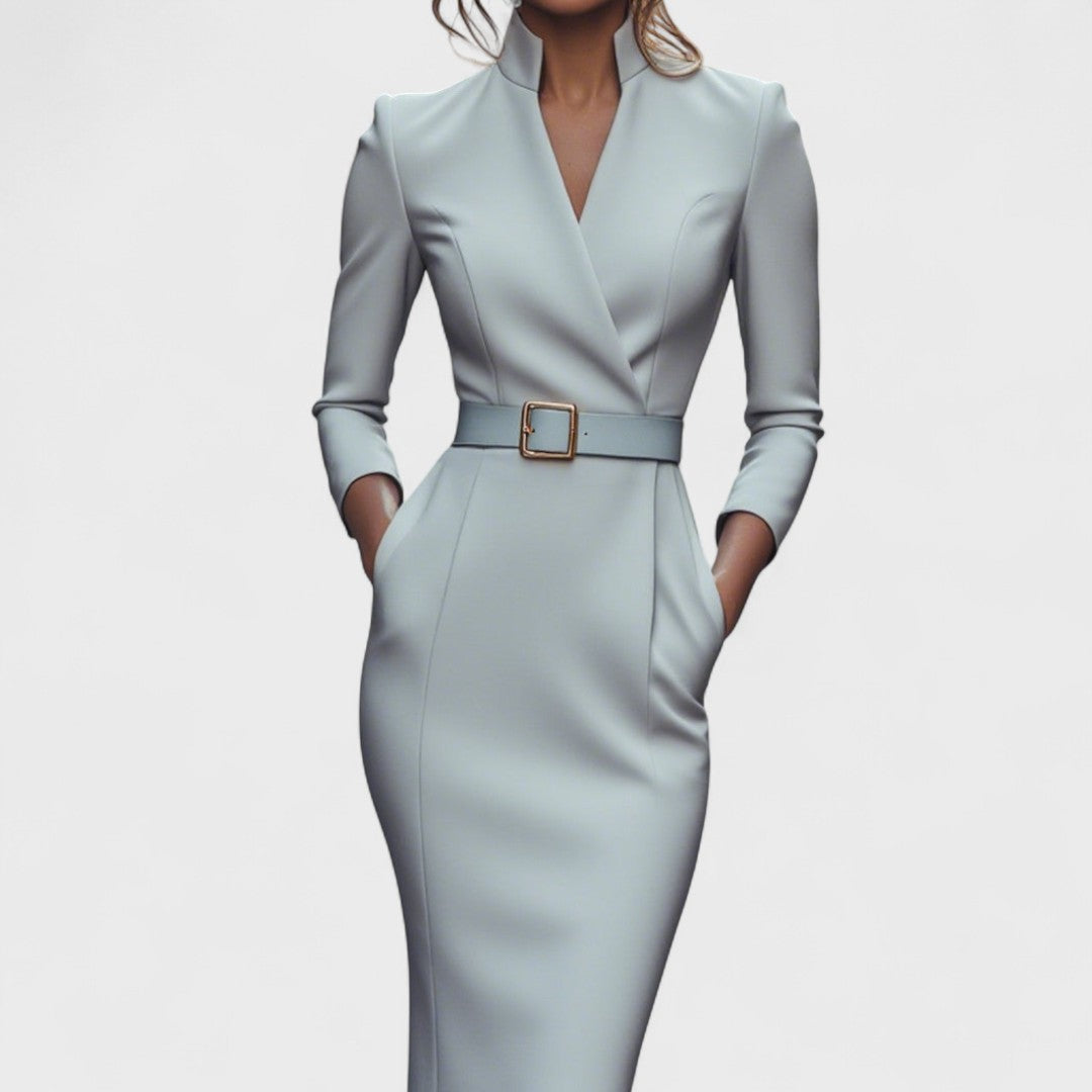 Alexia I Elegant Dress with Belt and Collar
