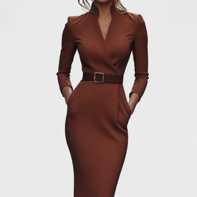 Alexia I Elegant Dress with Belt and Collar