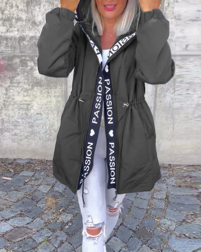 Sophia | Casual Letterprint Hoodie Jacket