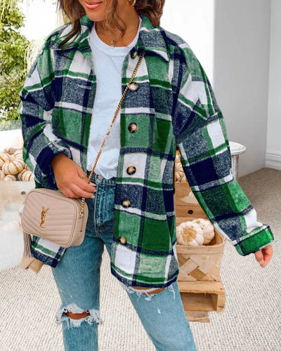 Kayla | Casual Plaid Button Jacket