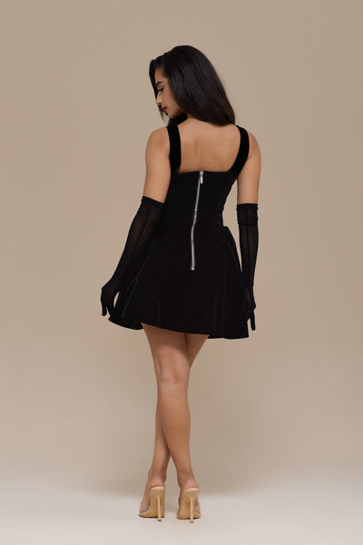 LUCKY MINI DRESS | BLACK VELVET