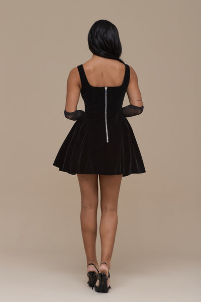 LUCKY MINI DRESS | BLACK VELVET