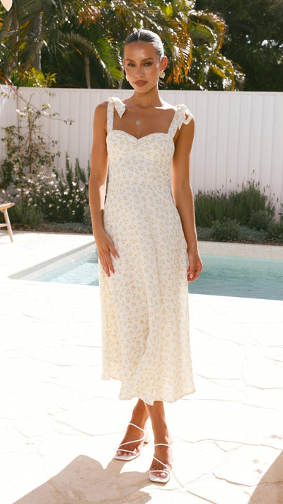 Blakely Midi Dress - Lemon Floral