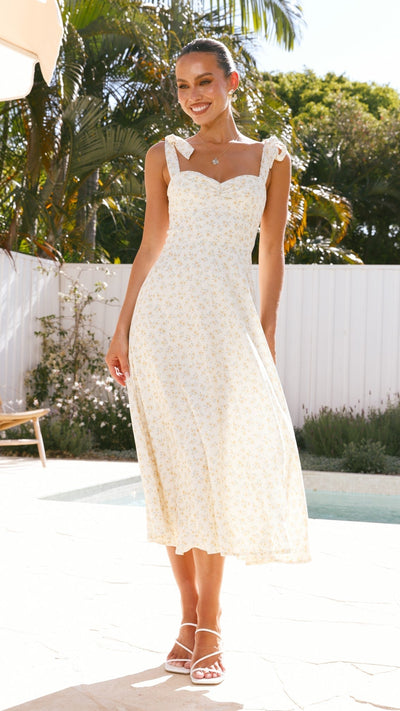 Blakely Midi Dress - Lemon Floral