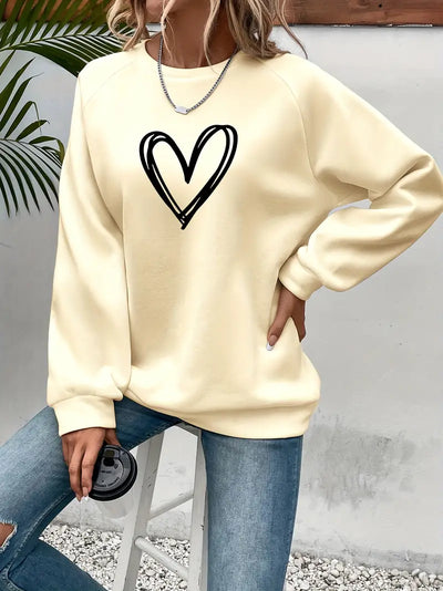 Amber - Heart Print Sweatshirt