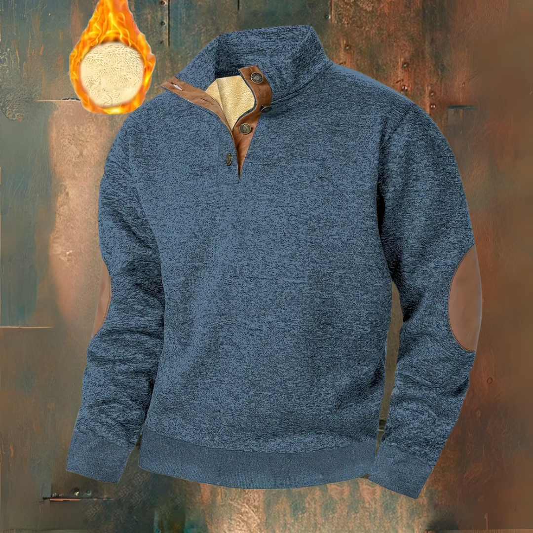Ruben I Warm Fleece Hoodie with Button Closure