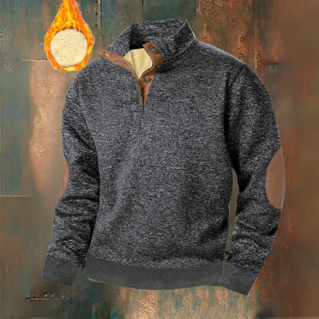 Ruben I Warm Fleece Hoodie with Button Closure