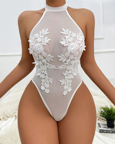 Lara™ | Embroidered tulle bodysuit