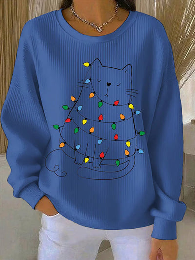 Alba - Christmas Sweater with Cat Motif