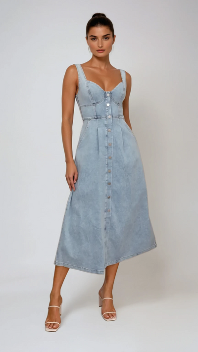 Abrianna Midi Dress - Light Denim