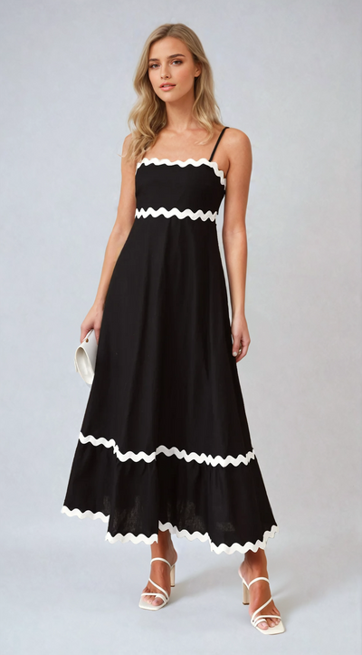 Brodey Midi Dress - Black / White