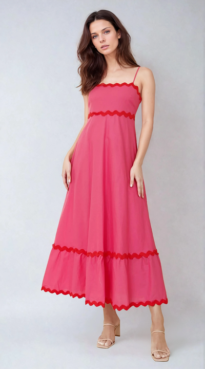 Brodey Midi Dress - Pink / Red