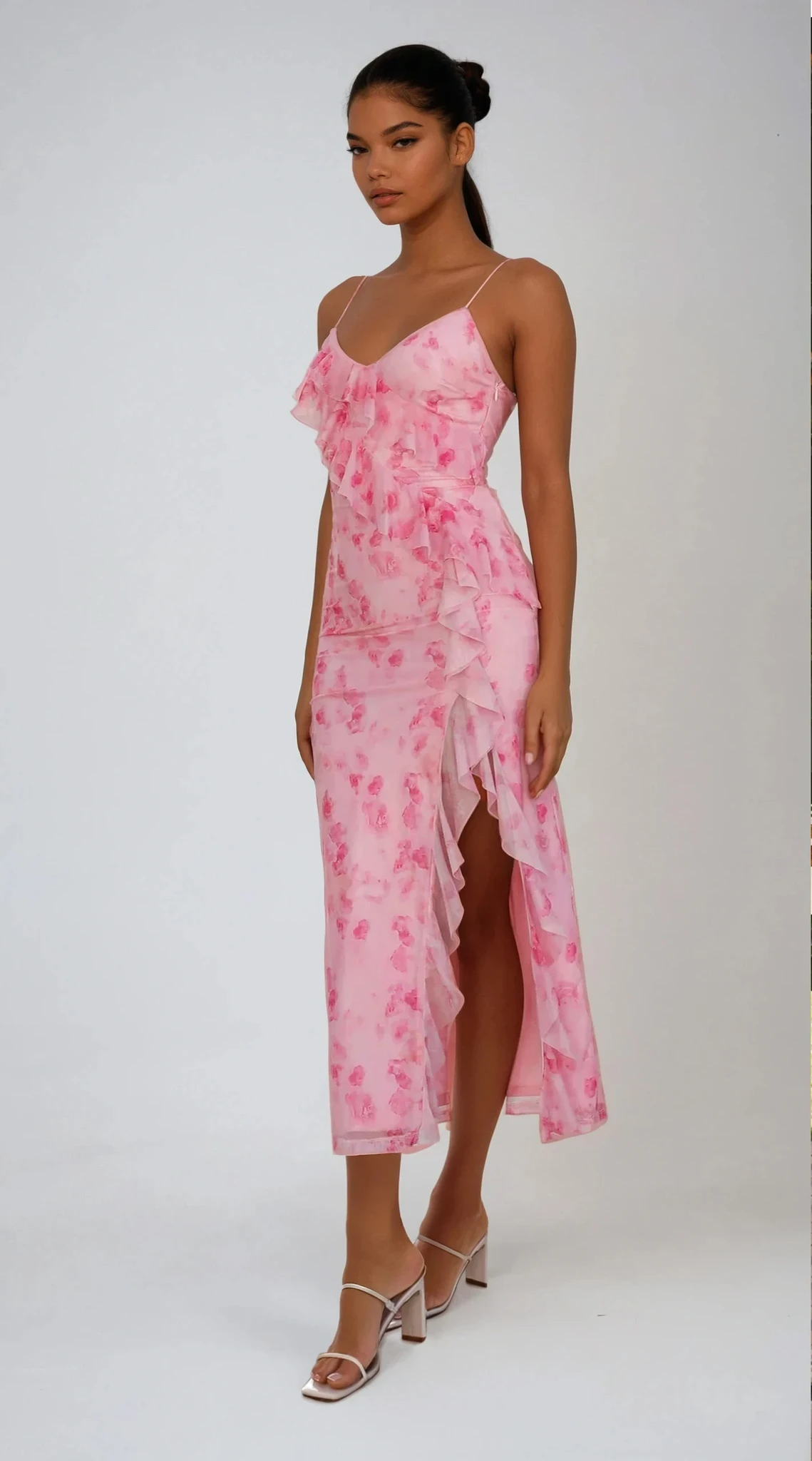 Debbie Midi Dress - Pink Floral