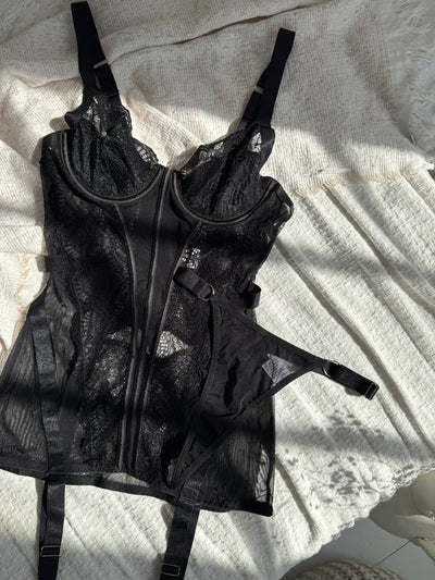 Alessandra™ | Black Satin Nightgown Mirage