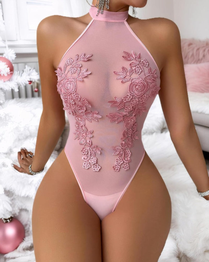 Lara™ | Embroidered tulle bodysuit
