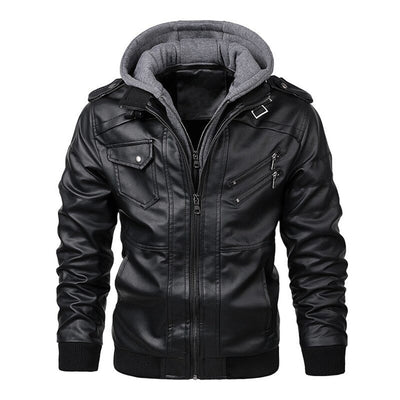 Jacob | Men's Leather Jacket with Hood