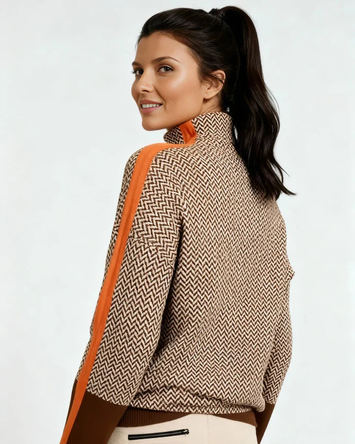 Lucia | High Neck Sweater with Contrasting Stripes