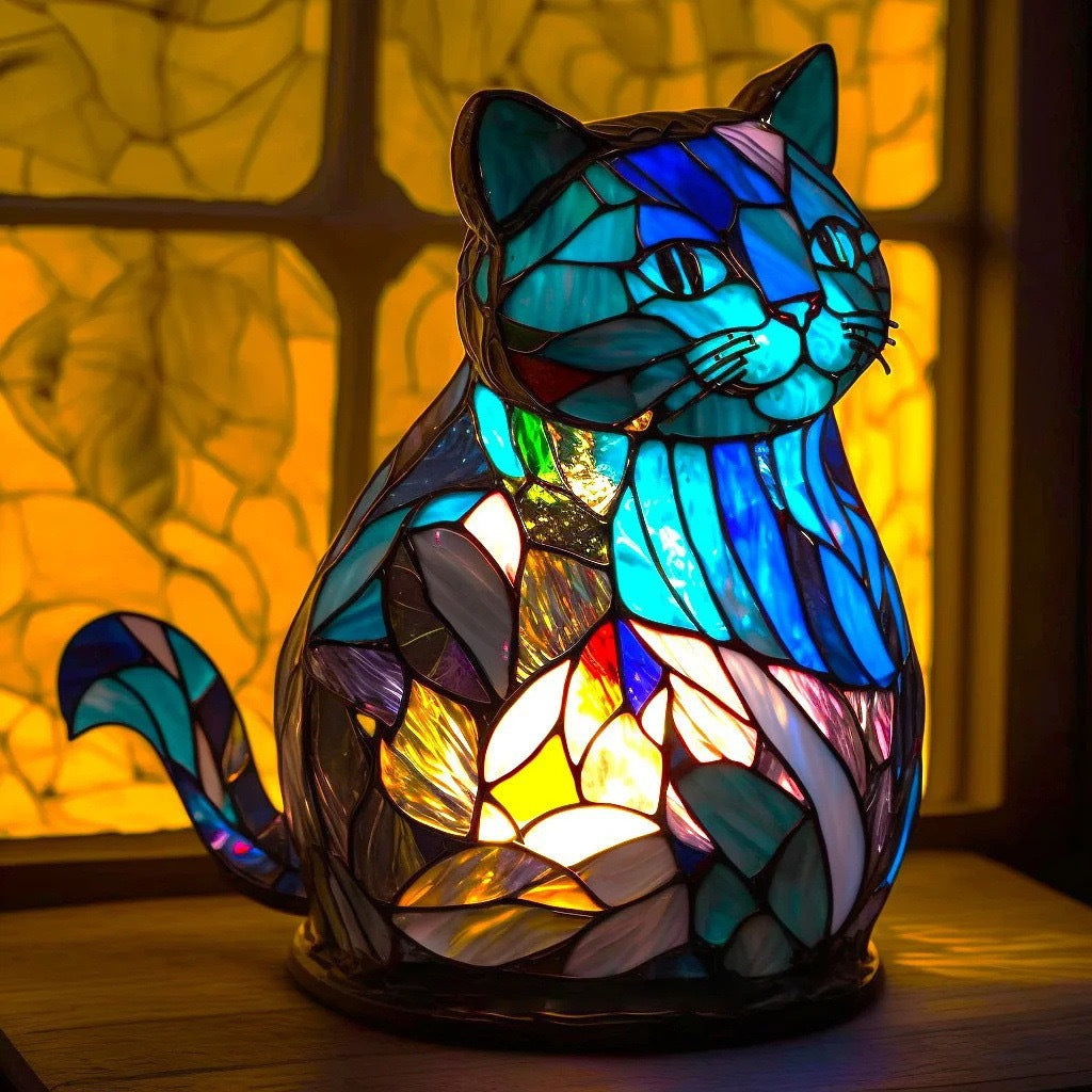 Nala | Magic Cat Lamp Made of Colored Glass