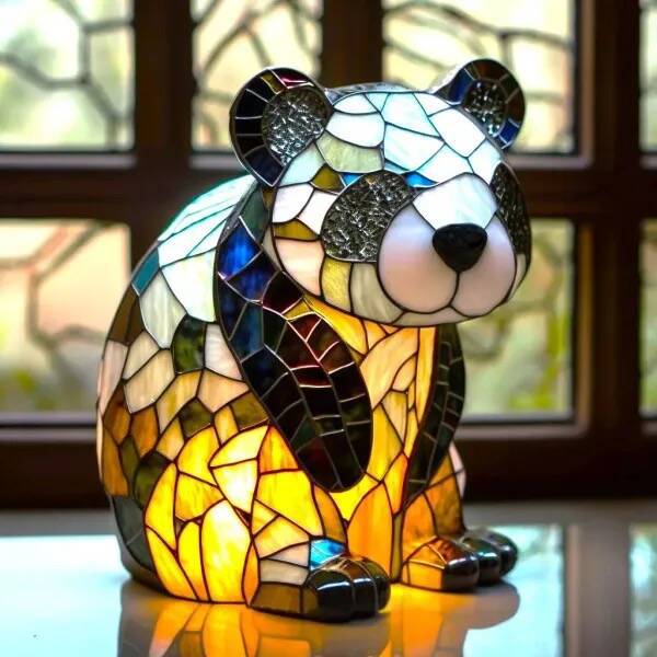 Pandaou | Magical Panda Lamp Made of Colored Glass