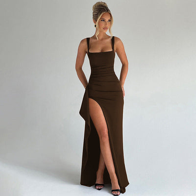 Marilyn | Elegant Formal Slip Maxi Dress with Open Back