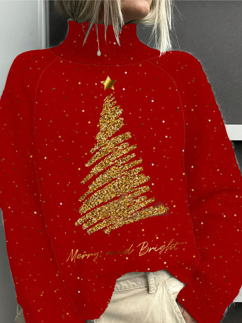 Inés - Christmas Sweater with Golden Christmas Tree
