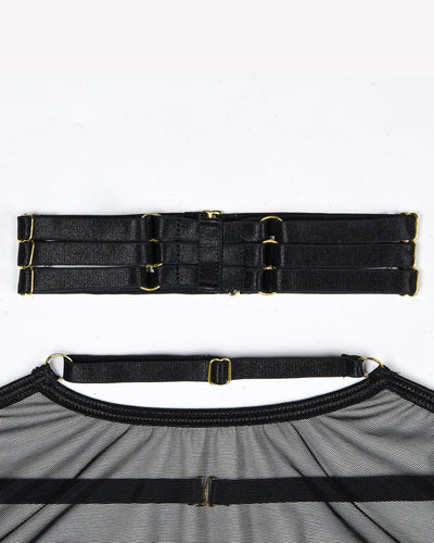 Eline™ | 4-Piece Transparent Mesh Lingerie Set with Bra & Bow