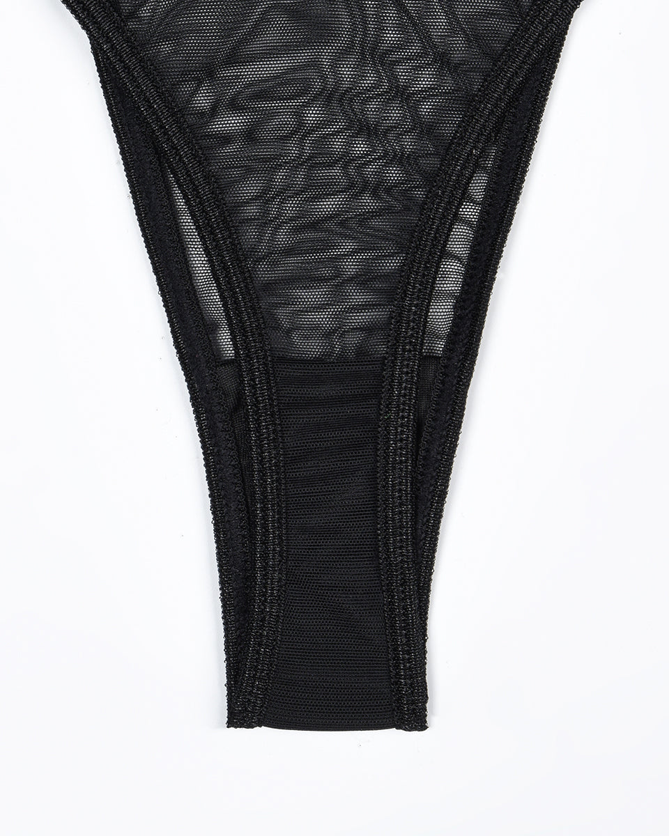 Eline™ | 4-Piece Transparent Mesh Lingerie Set with Bra & Bow