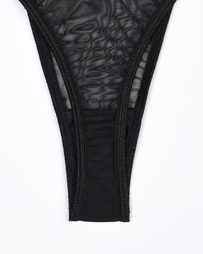 Eline™ | 4-Piece Transparent Mesh Lingerie Set with Bra & Bow