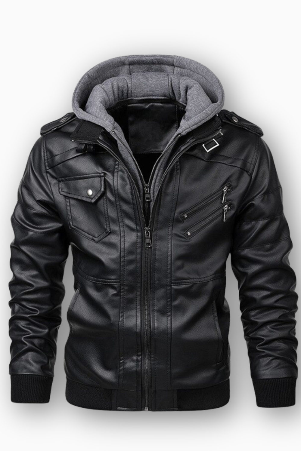 Jacob | Men's Leather Jacket with Hood