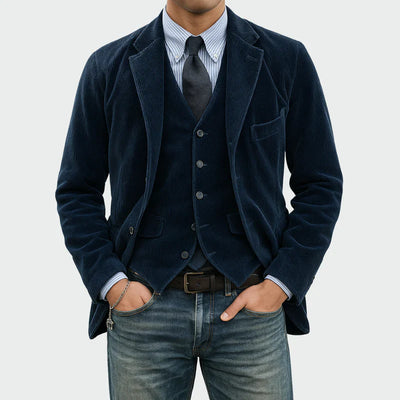 Arthur | Elegant Striped Velvet Blazer + Vest Set