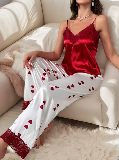 ❤️ Red Heart Dream | Satin Pajama Set