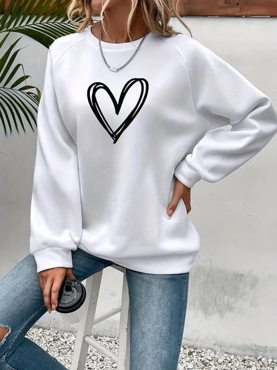Amber - Heart Print Sweatshirt