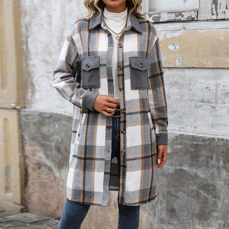 Natasha - Plaid Button-Up Jacket
