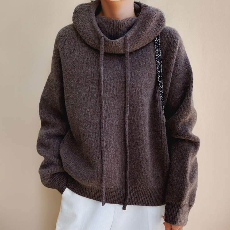 Lucy - Oversized Knit Hoodie with Drawstring