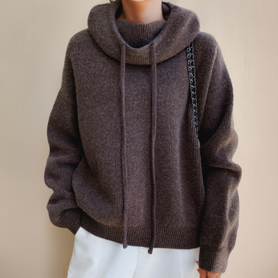 Lucy - Oversized Knit Hoodie with Drawstring