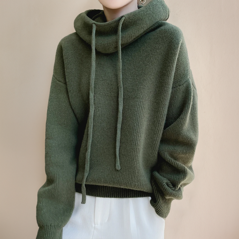 Lucy - Oversized Knit Hoodie with Drawstring