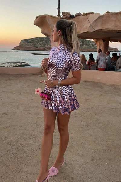 Noreen | High Neck Sequin Dress