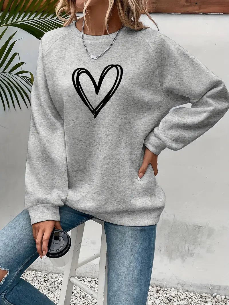 Amber - Heart Print Sweatshirt