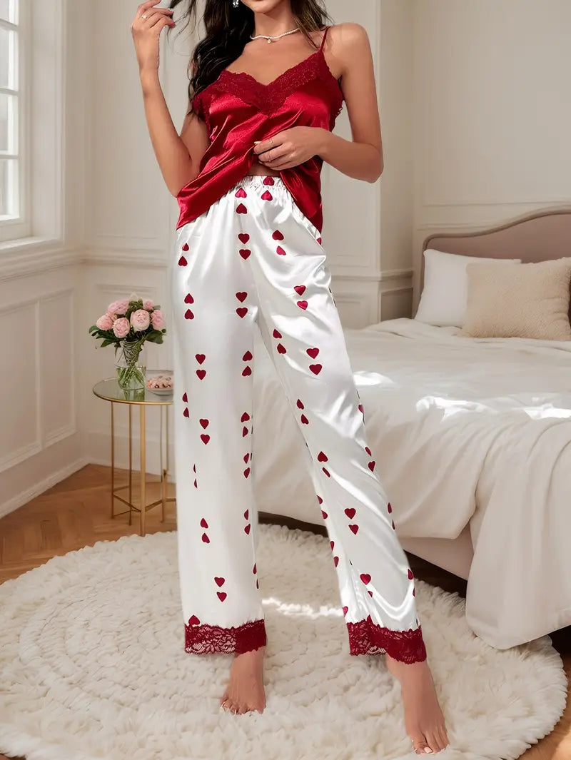 ❤️ Red Heart Dream | Satin Pajama Set