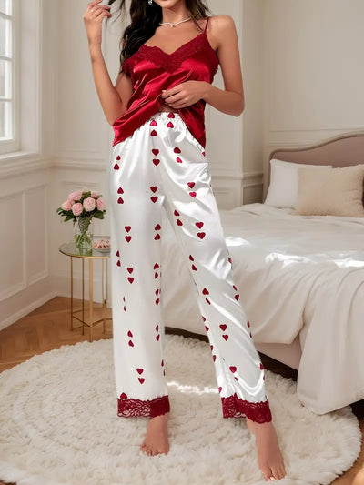 ❤️ Red Heart Dream | Satin Pajama Set