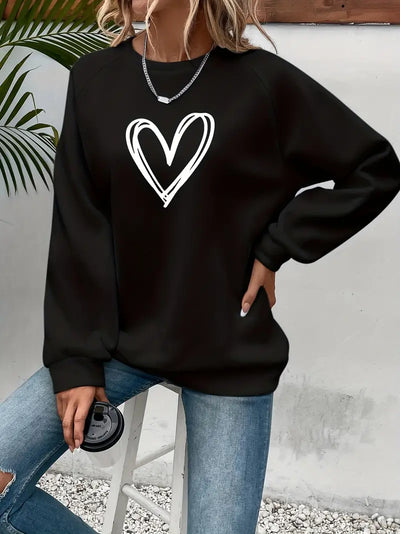 Amber - Heart Print Sweatshirt