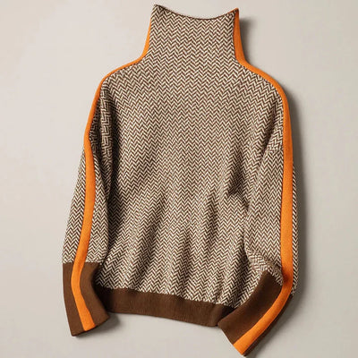 Lucia | High Neck Sweater with Contrasting Stripes