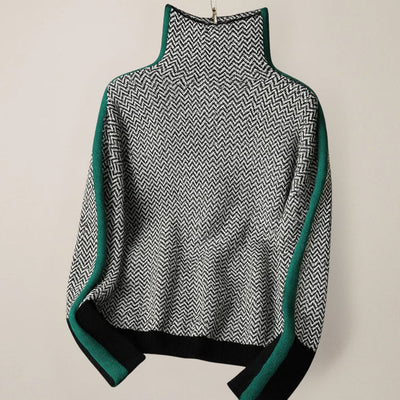 Lucia | High Neck Sweater with Contrasting Stripes