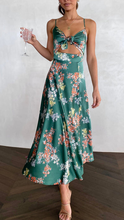 Dreamers Midi Dress - Green Floral