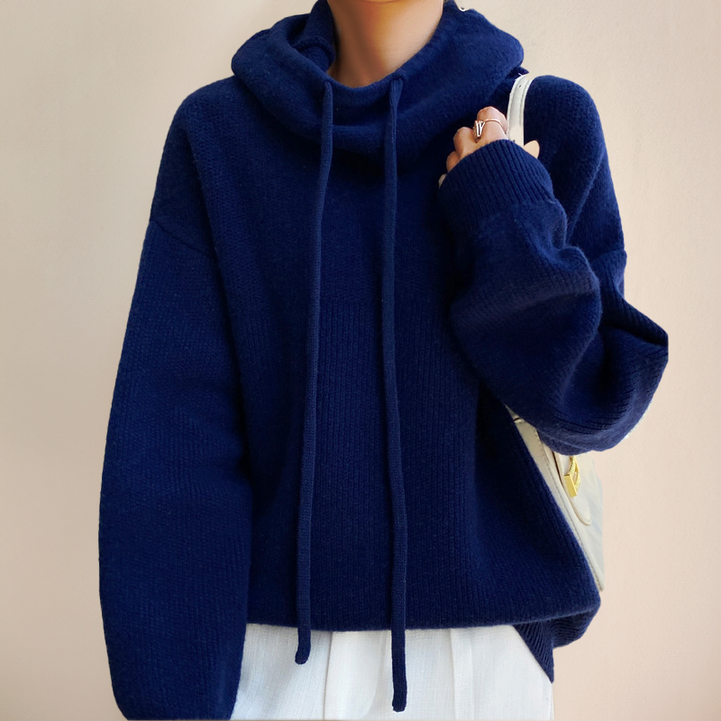Lucy - Oversized Knit Hoodie with Drawstring