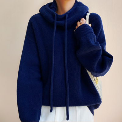 Lucy - Oversized Knit Hoodie with Drawstring